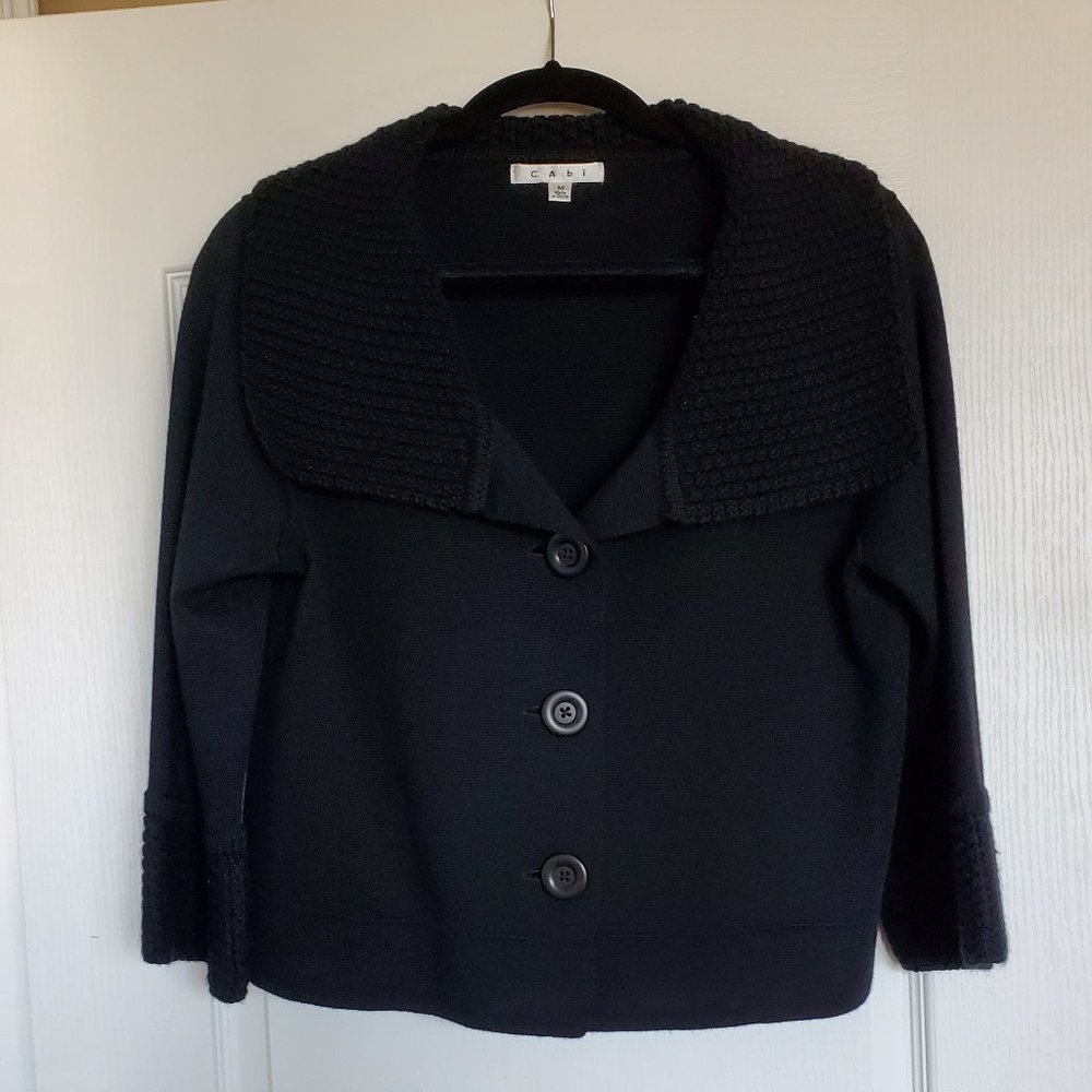CAbi VINTAGE Cardigan Black Wool Knit - Jackie O Style